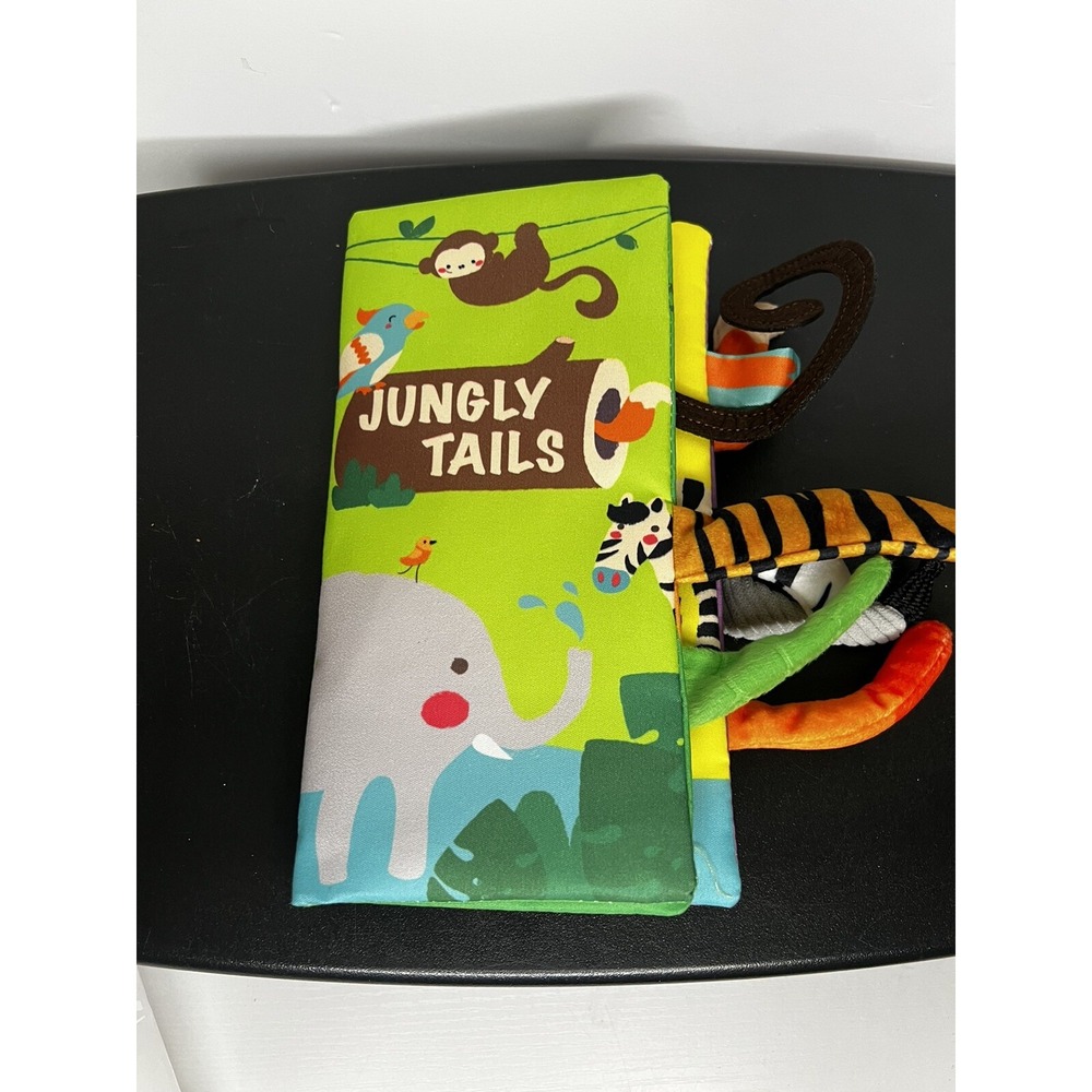 Beiens Jungly Tails Touch and Feel Cloth Sensory Fabric Book for Babies